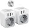 TESSAN 2 Pack USA Adapter Steckdose, 4 in 1 Adapter USA Deutschland Stecker mit USB C und 2 USB A, Reiseadapter Thailand, Steckdosenadapter US für Thailand Kanada Amerika Mexiko, Typ B Reisestecker