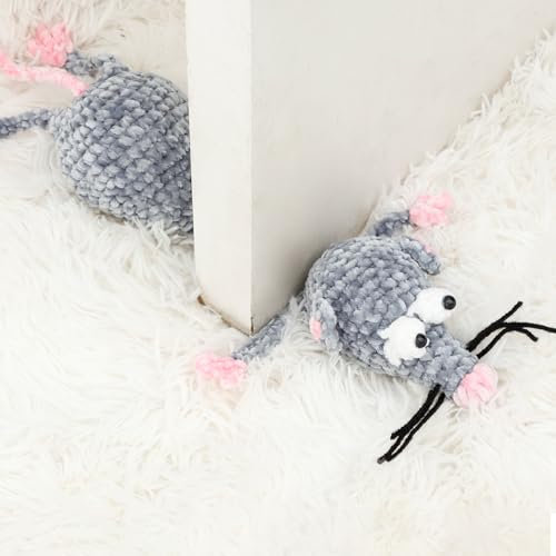 Animal Door Stop Handmade Animals Door Stoppers Cute Decorative Floor Door Stopper Creative Cartoon Animal Crochet Door Stops for Home and Office(Mouse)