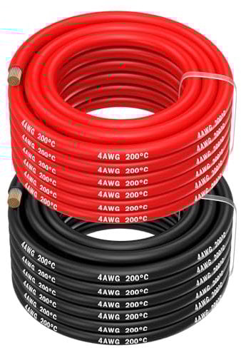 MMOBIEL 4 AWG Cavo Elettrico Silicone - 4 Gauge (21,2mm²) Cavo in Rame Stagnato - 2 Fili Separati Rosso e Nero Ciascuno 5m / 16.4ft per Frigoriferi, Condizioni Aria, Batteria Auto, Batteria Saldatura