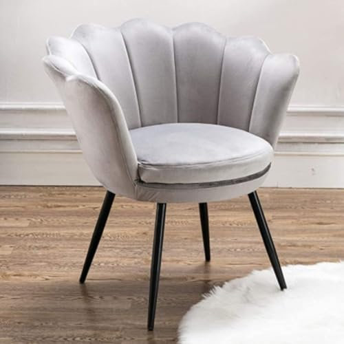 chairus Fauteuil de Salon Moderne Chaise Coquillage avec Pied Métal Fauteuil Coiffeuse Coussin Confortable pour Chambre/Salon (Gris)