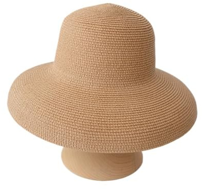 Chapeau d'été pour femme, style Hepburn, style vintage, large paille latérale, couleur unie, plage, vacances, chapeau de plage, grand chapeau de soleil