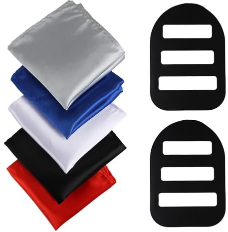 Einstecktuch Herren, 5 Stück Stofftaschentücher Herren Polyester mit 2 Stück Einsteckclips Ideal für Anzug Accessoires, Einstecktuch Weiss Blau Rot Herren Business Hochzeit Abendveranstaltungen