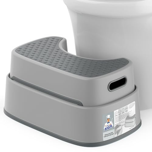 MR.SIGA Toilet Stool Squat Adult Bathroom Foot Stool, Light grey&Dark grey | Heavy duty anti-slip toilet step stool for improved posture, poop stool adult, toilet foot stool
