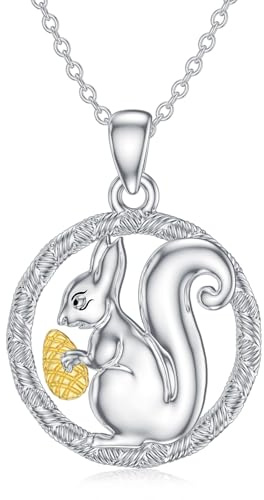 PROESS Tier Halskette 925 Sterling Silber Eule/Eichhörnchen/Elefant/Highland Cow Kette Tierschmuck Weihnachten Muttertag Geschenk für Damen