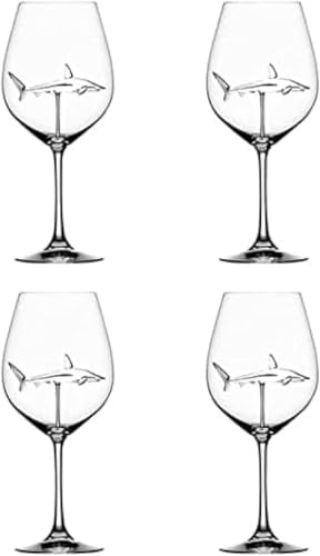 Rotweingläser Mit Hai Im Inneren Kelchglas Bleifreies Klarglas Für Zu Hause Bar Party Kreative Geschenke Für Freunde, 4pcs, China
