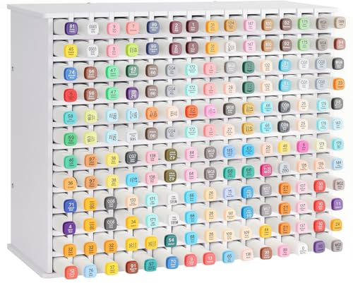 Nymblis Pen Storage Organiser, Marker Storage for 180 Markers, White Art Storage Rack for Watercolour Pencils, Pens, and Paint Brushes