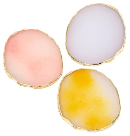 TOYZFRIENDY 3 Stück Resin Nail Art Palette mit Goldrand Leichte Bruchfeste Mischplatten für Nagellack Pigment Kompakt und Tragbar für DIY und Professionelle Maniküre