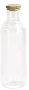 APS 10735 Glaskaraffe -LINES-, Ø 9 cm, H: 27 cm, 1 Liter, Glas, Deckel aus Kork