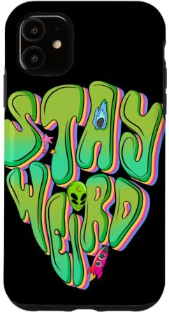 Hülle für iPhone 11 Stay Weird Alien-UFO-Retro-Weltraumdesign