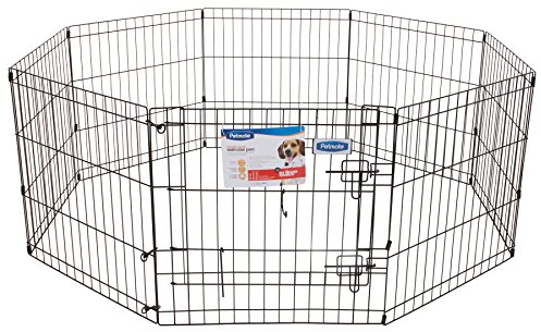 Petmate 30-Inch by 24-Inch 8-Panel Exercise Pen with Step Through Door,Black