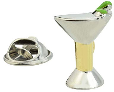GTR Two Tone Cocktail Martini Glass Lapel Pin Badge