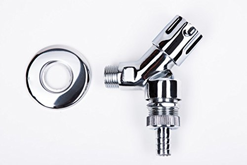 derClou24 8052013020 Design Geräte Anschlußventil GA Ventil kurze Bauform DN15 mit Rohrbelüfter, Designgriff Rundgriff, Anschluß 1/2''