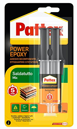 Pattex Power 'Saldatutto Mix' Bicomponente, Trasparente, Di Rapido Indurimento. Ideale Per La Saldatura Di Materiali Difficili Come Vetro, Porcellana, Ceramica, Metalli, Legno E Maggior Parte Delle Materie Plastiche.
