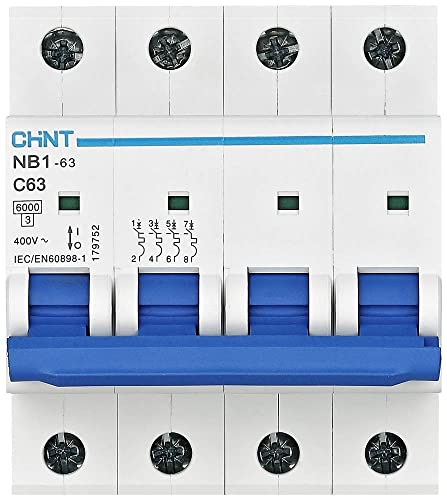 Chint NB1-63C4P10 Miniatur-Sicherungsschalter, 10 A, 4-polig, C-Curve, 6 kA