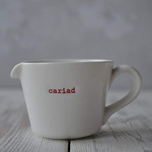 Keith Brymer Jones - CymraegWelsh Word Range - Small Ceramic White Jug - cariad - 50ml - Gift Boxed