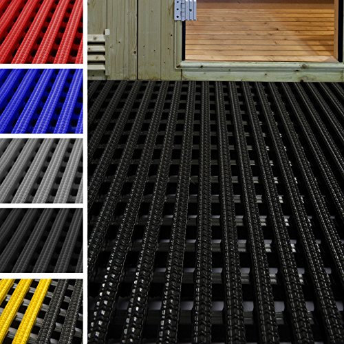 etm Tapis antidérapant caillebotis PVC | idéal Surface Humide | Tapis intérieur extérieur, Tapis Industriel | multigrip, 90x100cm - Noir