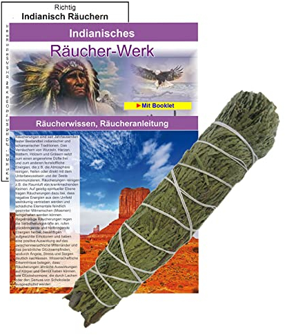 Zeder Zedernspitzen XXL Räucher-Kräuter-Bündel ca. 20cm [Smudge Stick] Weihrauchzeder mit Booklet + Räucheranleitung [RICHTIG INDIANISCH RÄUCHERN] 81156