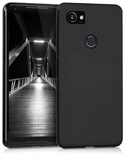 kwmobile Hülle für Google Pixel 2 XL TPU Case - Handyhülle unterstützt kabelloses Laden, Flexible Schutzhülle, gummiertes Cover in Schwarz matt
