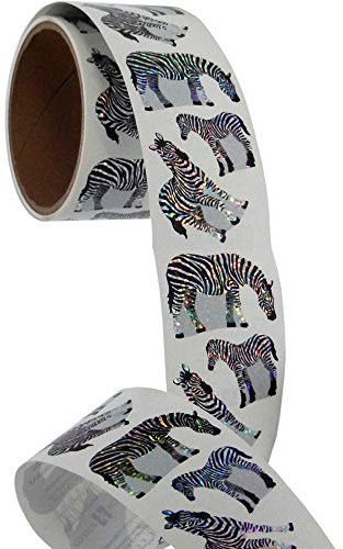 Bulk Roll Prismatic Stickers, Zebras (50 Repeats)