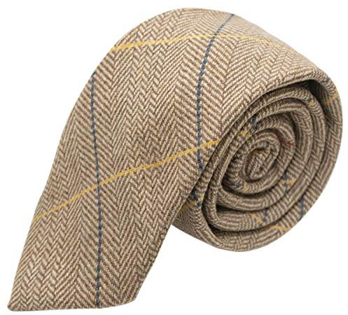 King & Priory Helle Eiche Braun Krawatte im Fischgrätenmuster