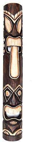 Interlifestyle Maske aus Holz im Tiki Hawaii Look in 100cm Länge - mit Zunge Motiv Wandmaske