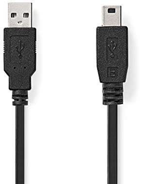 USB-Kabel - USB 2.0 - USB-A Stecker - USB Mini-B 5 pin Stecker - 480 Mbps - Vernickelt - 2.00 m - Rund - PVC - Schwarz - Box