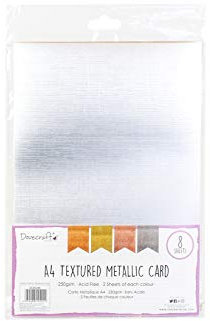 Dovecraft Essentials-Paper & Card-A4 Metallic Card (250gsm, Textured (8 Pack)