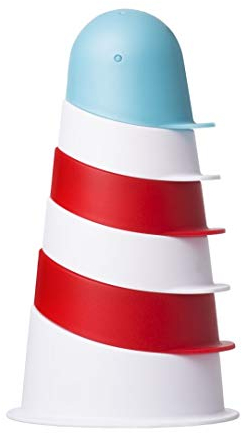 Ubbi Lighthouse Stacking Cups Bath Toys, Includes 6 Cups, Toddler Bathtub Toys, Dishwasher Safe Toddler Toys