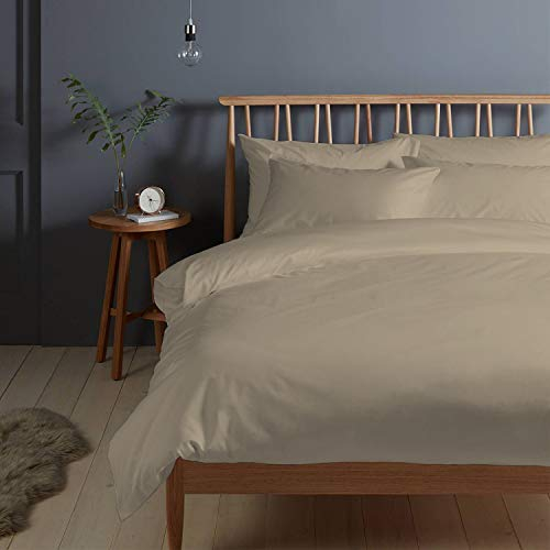 Pizuna 400 Fadenzahl aus Baumwolle Bettwäsche Einfach Taupe,100% Langstaple Baumwolle Bettbezug und Kissenbezug, 100% Baumwolle Mako Satin 2-Teilig Bettwäscheset 135x200 + 80x80 Einfach Taupe