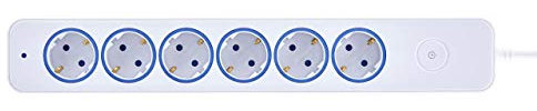 Multiprise Design 6 Prises avec Interrupteur Tactile et Protection Contre Les surcharges et Les surtensions Blanc 2 m