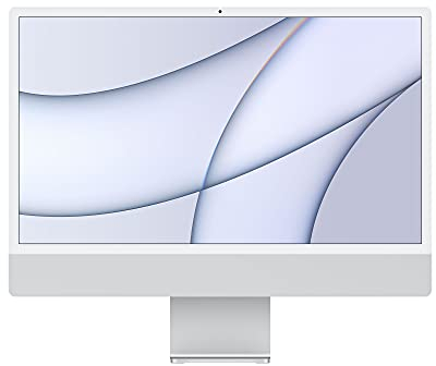 Apple iMac 24 All-In-One Desktop PC System (Mitte 2021), M1, 8GB RAM, SSD 256GB, M1 8-core GPU, macOS Big Sur, INT KB, Silber