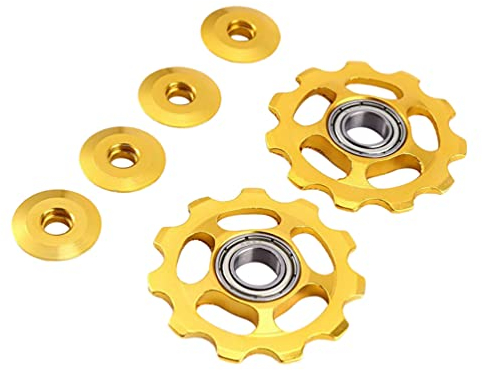 VICASKY Schaltröllchen Gelb 2Pcs Schaltwerk Pulley 11T Fahrrad Lager Rad Aluminium Legierung Schaltwerk Roller für Mountainbike Fahrrad Ersatzteile (Golden) Spannrolle Fahrrad Grün