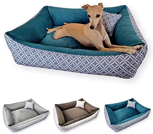 4L Textil OTTO Kuscheliges Hundebett große Hunde Bezug abnehmbar und waschbar Hundekorb große Hunde Hundekissen flauschig Hundekörbchen Hundesofa Petrol (120x100 cm, Türkis)