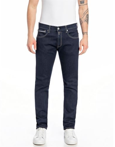 Replay Herren Anbass Hyperflex Re-Used Jeans, 007 Dark Blue, 38W x 32L