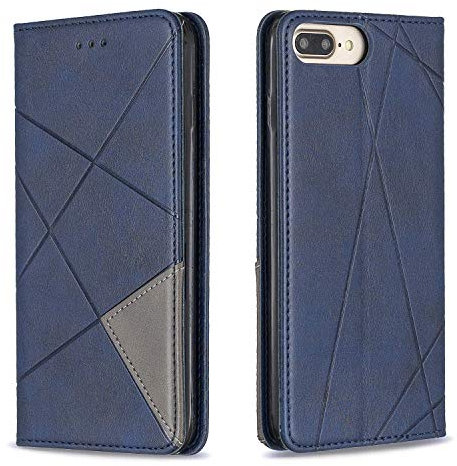Posanter Coque pour iPhone 8 Plus/7 Plus (5,5 Pouces), Housse Portefeuille en Cuir Etui de Protection avec TPU Silicone Bumper Magnétique Flip Case, Porte Cartes avec Fonction Support Cover (Bleu)