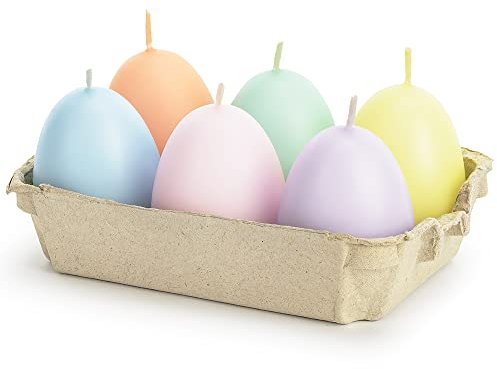 6 velas con forma de huevo, mezcla de colores, 7 cm, decoración de Pascua