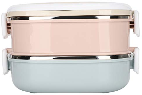 Thermo Lunchbox, 304 Edelstahl-Lunchbox, Thermo Essensbehälter Mehrschichtige Lebensmittelbehälter mit Wärmedämmung, Thermo Speisebehälter für Kinder Erwachsene Camping Picknick Reisen (2 Layer)