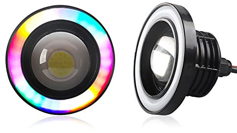 Chemini 2Pcs 3.5 inch Fendinebbia a LED Proiettore Universale con Colorato Angel Eye Anello Aureola DRL Luce di Marcia Diurna per il Faro Della Moto 12V Bianco
