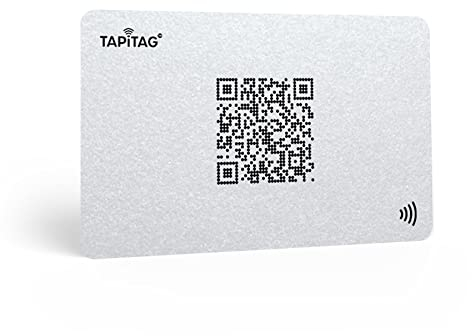 TAPiTAG NFC Tag + QR kontaktlose digitale Visitenkarte aus Kunststoff (Silber)