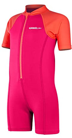Speedo Bambina Learn to Swim Wetsuit Costume intero, Cherry Rosa/Corallo, 6-9 M