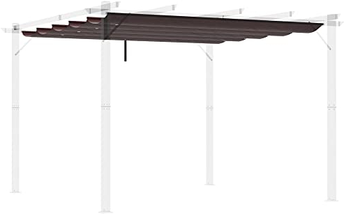 Outsunny Pergola Dach 2,5x2,55 m Versenkbares Ersatzdach für Sonnenschirm Schattendach Stoffdach für Gartenlaube mit 10 Entwässerungslöchern Braun