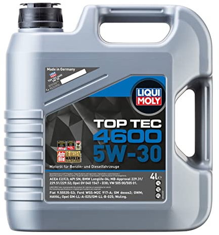 LIQUI MOLY Motoröl 5W-30 Top Tec Synthetiköl Motor Öl ACEA C2 ACEA C3 API SP 4600 4L Kompatibel mit VW Golf 7 Schrägheck 5G1, BQ1, BE1, BE2 Golf 4 Schrägheck 1J1 Golf 6 5K1 Golf 5 Schrägheck 1K1