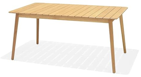 Gartentisch Design Holztisch Nassau - Holztisch elegant 160 x 90 cm, Esstisch, Eukalyptosholz, Natur lackiert, Buffettisch, Tisch Holz, Outdoor Gartentisch für Garten, Terrasse und Balkon 6 Personen
