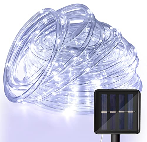 Jopassy Solar Lichterkette Aussen 20M 100LED, Lichtschlauch Außen Innen 8 Modi Lichtschlauch für Weihnachten, Party.Wasserdicht Außenlichterkette- weiß