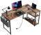 BEXEVUE Eckschreibtisch mit Steckdosenleiste – 120x70 cm Ergonomic Kleiner L-förmiger Ablagefächer, Umkehrbarer PC Ecktisch Computertisch, Corner Gaming Tisch für Studium Arbeit Zuhause Schlafzimmer