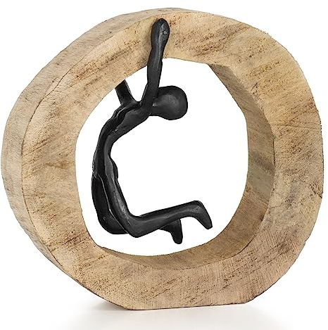 Moritz Skulptur I Hochziehen I Nicht aufgeben I 20 x 7 x 18,5 cm I Holzdeko I Skulpturen Deko I Modern I Wohnzimmer I aus Holz I Holzskulptur