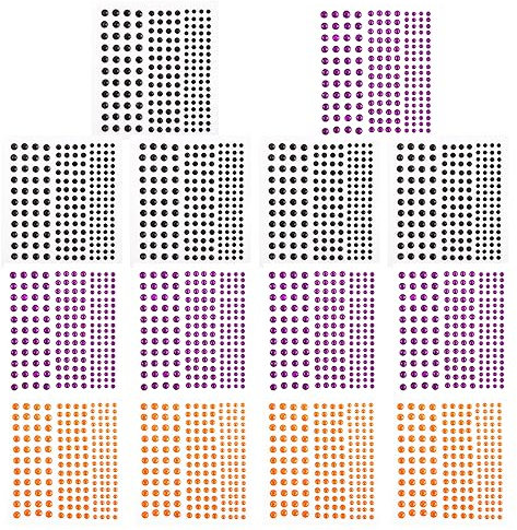 UNVOJL 15 Sheets Rhinestone Stickers Gem Stickers Self Adhesive Rhinestone Stickers Acrylic Glitter Sticker for Crafting Nail Design, 3 Sizes (Black, Orange, Purple)