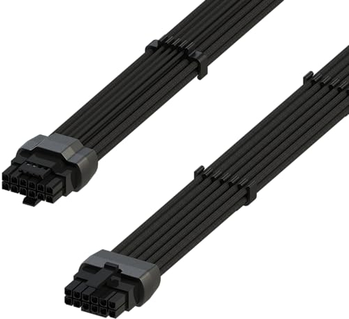 LINKUP - AVA 600W PCIE 5.0 16Pin (12+4) Hochstrom-Netzkabel | Gepresster & gelöteter Typ 16AWG ummantelt | Kompatibel mit RTX5000 RTX4000 RTX3000 FE | 70cm Schwarz