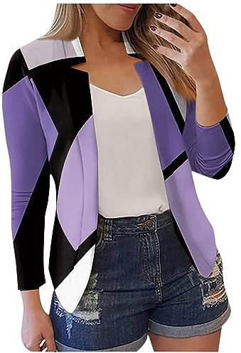 Vasreyy Italienische Mode Damen Strickjacke Grobstrick Mantel Winter Frauen Revers Elegant Blume Bedruckte Open Front Arbeit BüRo Jacke Mantel Langarm Business Blazerjacke Winter Mantel Frau