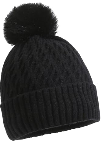 COACOM 1 Stück Damen Warme Mütze, Winter Verdickte Winddichte Strickmütze, Warme Damenmütze, Klassische Stirnband-Woll-Damenmütze, Outdoor-Ski-Warmmütze (Schwarz)